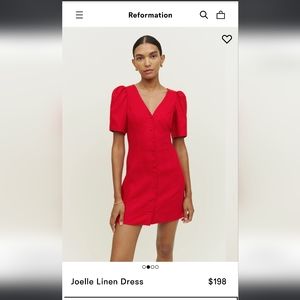 NWT Reformation Joelle Linen Dress Red